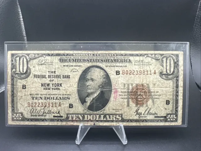 1929 $10 Dollar National Currency Bill The Federal Reserve Bank of New York