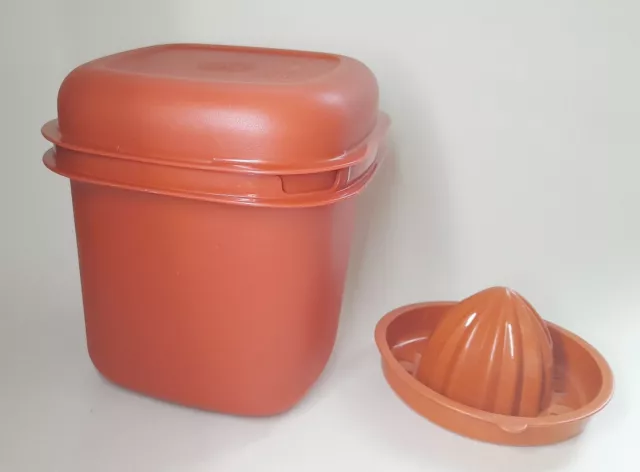 Vtg Tupperware ice bucket 1466/7 & unused lemon squeezer 409 burnt orange c1970s