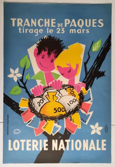 Affiches originale - LEFOR OPENO - Loterie Nationale - Tranche de Pâques