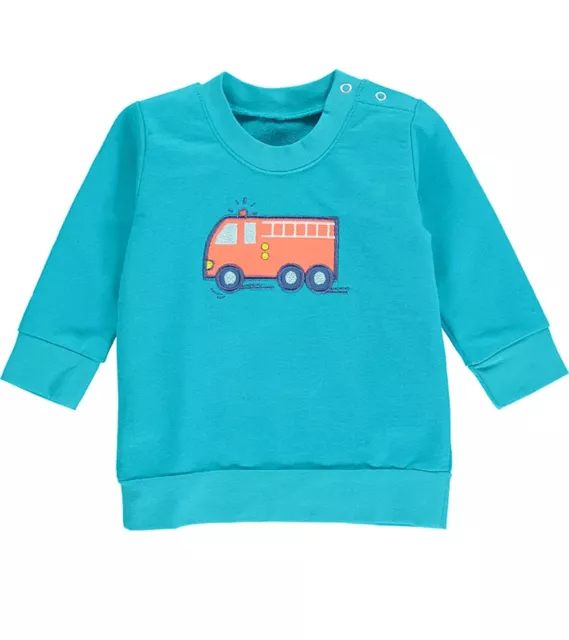 lamino Sweatshirt kuschelig leichter Kinder Pullover mit Feuerwehr-Druck Türkis