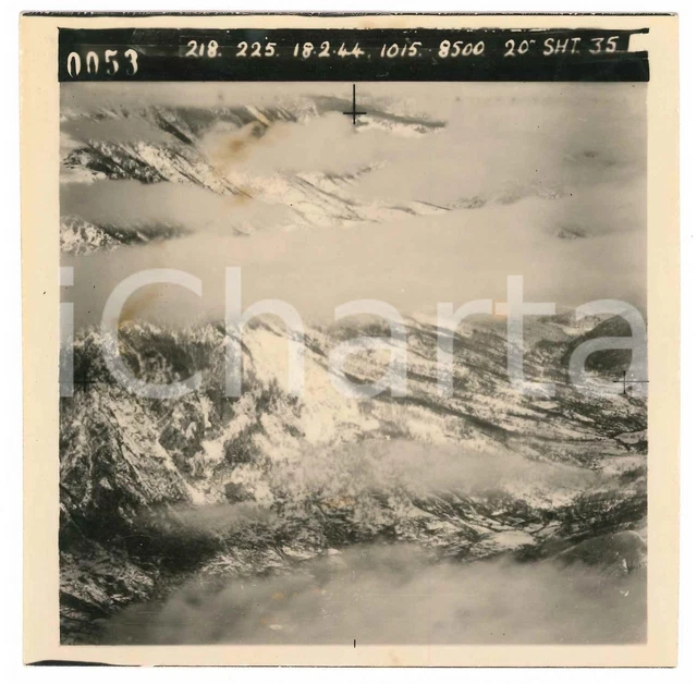Febbraio 1944 WW2 ITALIA - ALPI - Fotografia AEREA militare 14x14 cm (6)