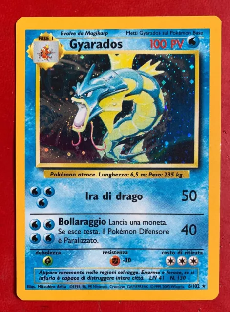 Lotto Carte Pokemon Gyarados 6/102 Rara Set Base Holo Ultra Rara Nm