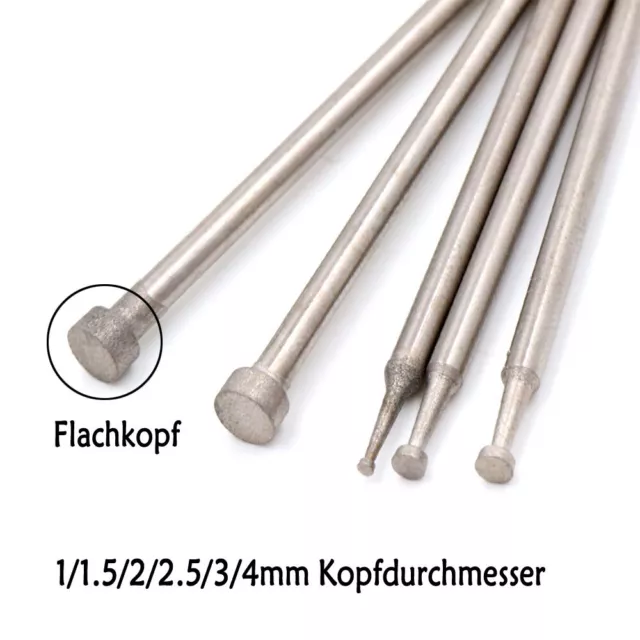 Flachkopf Diamantfräser Schleifkopf Bit 2.35mm Schaft 1200-Körnung Polier-Bits