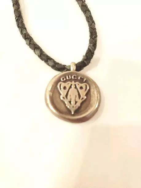 Gucci Necklace Men Crest Silver Emblem Round 925 Coin Authentic Rare