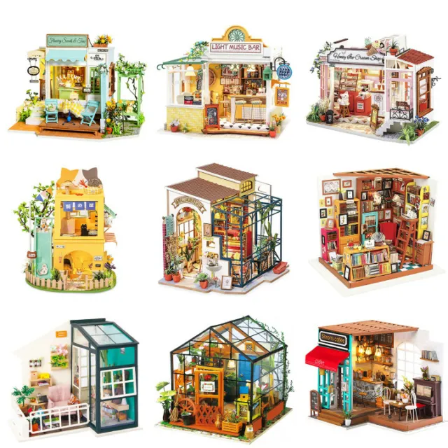 Dolls House Robotime LED Doll house 1:24 DIY 3D Wooden Miniature Kit Kids Gifts