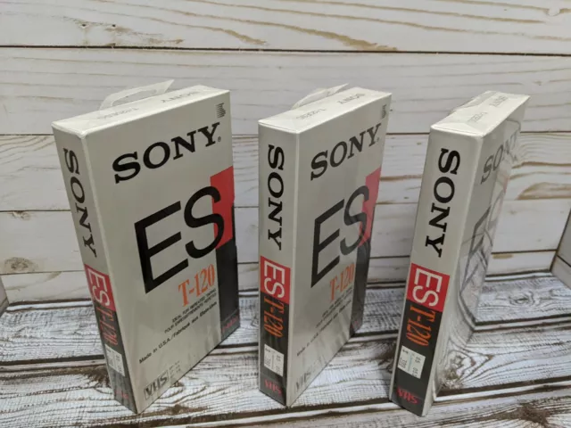 3 Sony Blank VHS Tapes ES T-120 New