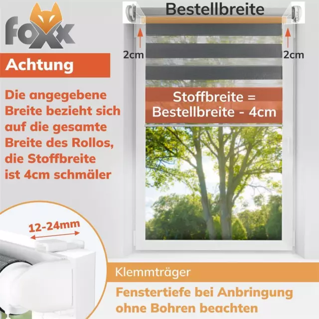 Doppelrollo Duo Rollo Klemmfix ohne Bohren Easyfix Fenster Klemmrollo blickdicht 3