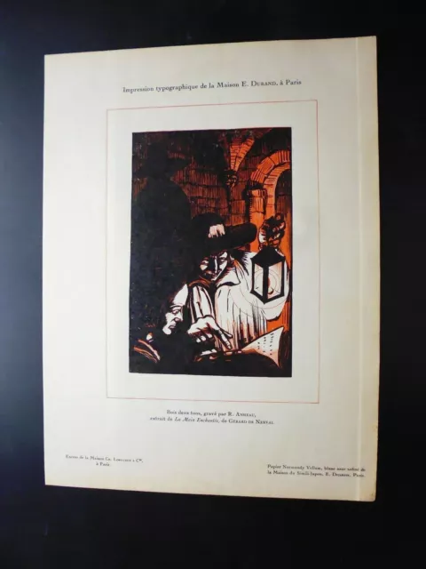 gravure20°:impression typographie extrait de"la main enchantée"de Gérard Nerval