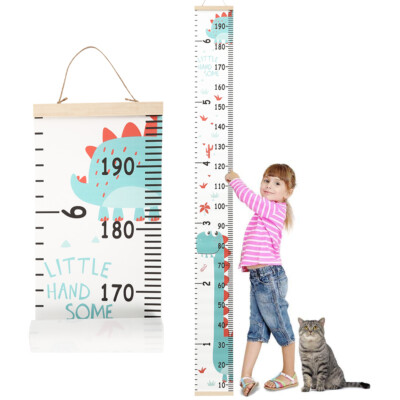 Grafico della crescita dei bambini telaio in legno tessuto tela bambino altezza tabella di crescita righello per la decorazione della stanza dei bambini parete appeso tabella di misura Home Decor 