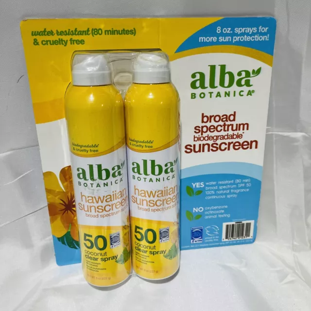 Alba Botanica Hawaiian Sunscreen SPF50 Biodegradable 2 Pack Brand New Sealed