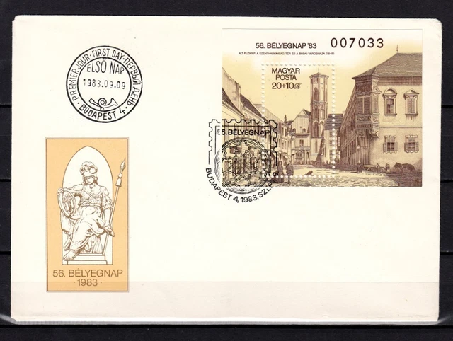 Ungarn / FDC mit Block 166 / Altes Rathaus, Buda / Stich Rudolf von Alt
