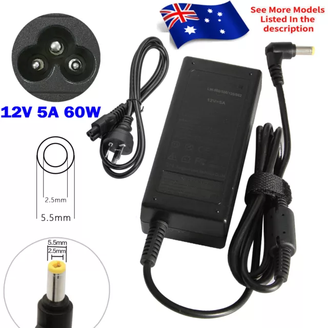 DC 12V 5A AC Power Adapter Charger For Samsung BENQ AOC PC LCD LED Monitor TV AU