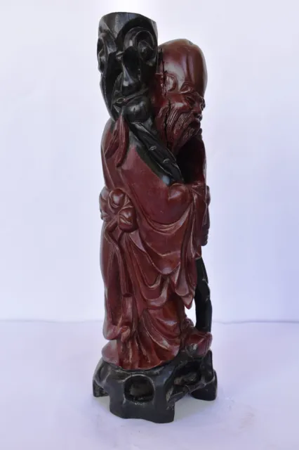 Antique Wooden Chinese God Longevity Statue Sculpture Figurine Shou Lao Rare " 3