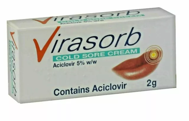 Virasorb Cold Sore Cream 2g 5% w/w Lip Virus 3