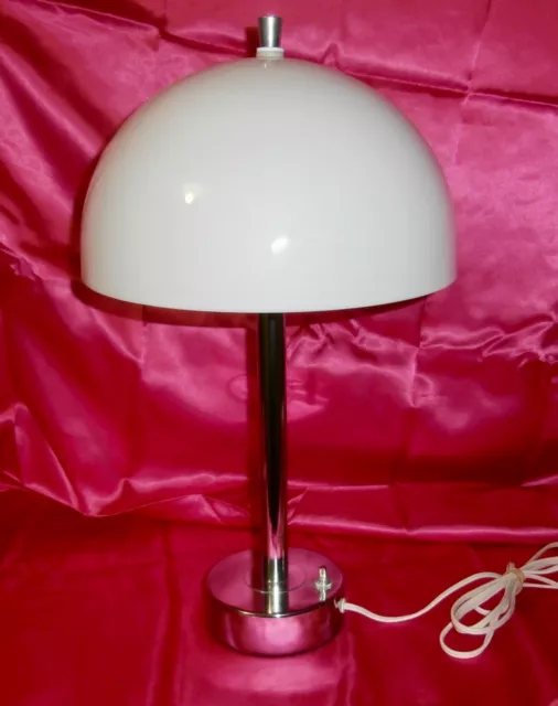 Vintage Mushroom Lucite/Plastic? Lamp Metal Chrome Base Mcm