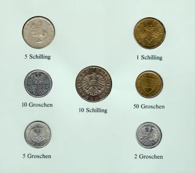 Coin Sets of All Nations Austria 1962-1994 UNC 5 Schilling 1962 Silver 29.6.88 3