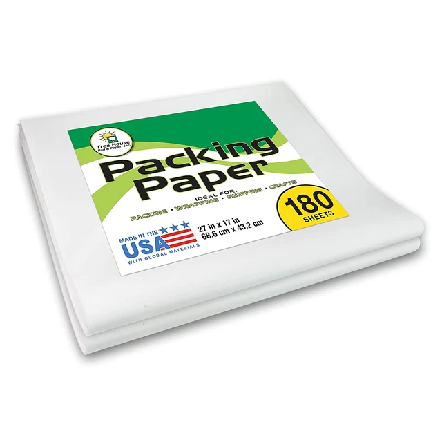 Packing Paper Newsprint Sheets for Moving & Shipping, 180 Sheets, 27"X17", Made