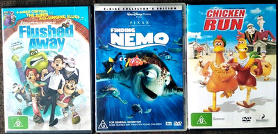 CHILDRENS ANIMATED MOVIES Dvd - Finding Nemo / Flushed Away / Chicken