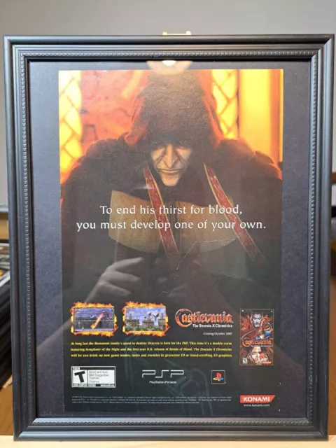 Vtg Playstation Advertisement- 2007 Castlevania Dracula X Chronicles -PS2-Framed