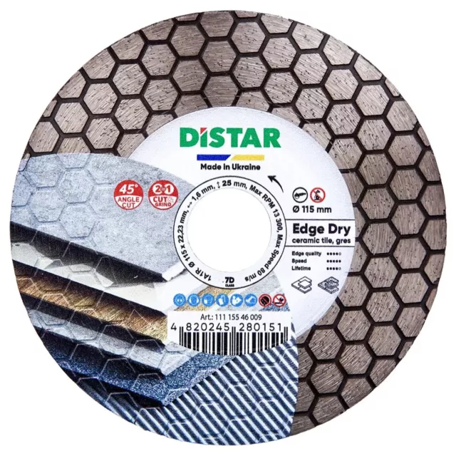 Disco de Diamante para Ceramica Distar Edge Dry -  Disco para Ingletes 115mm.