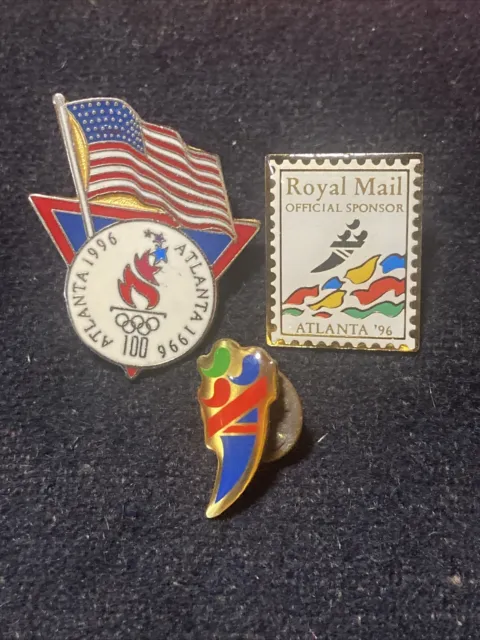 Joblot Trio of Vintage Atlanta 1996 Olympic Games Souvenir Acrylic Enamel Badges