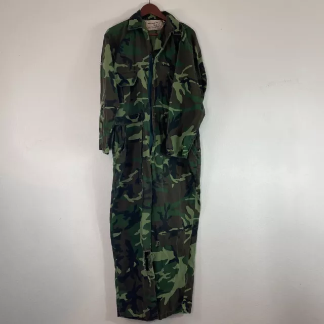 Vintage Duck Bay Woodland Camo Cotton Hunting Outdoor Sportsman Coveralls Mens M