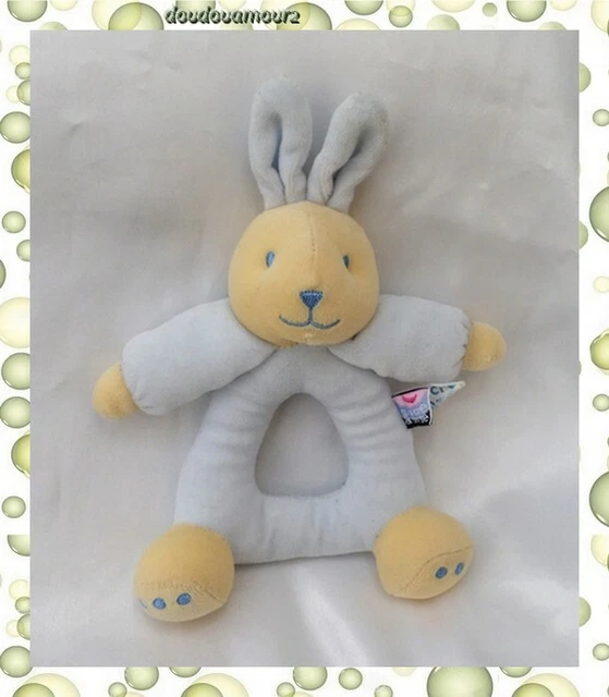 Doudou hochet lapin DOUDOU ET COMPAGNIE Marin bleu blanc DC2160 18 cm