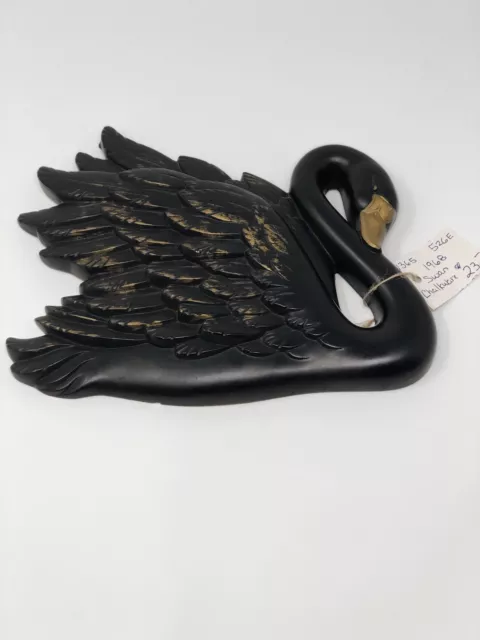 Vintage 1968 Miller Studio Chalk Ware Black Swan Plaque Wall Hang