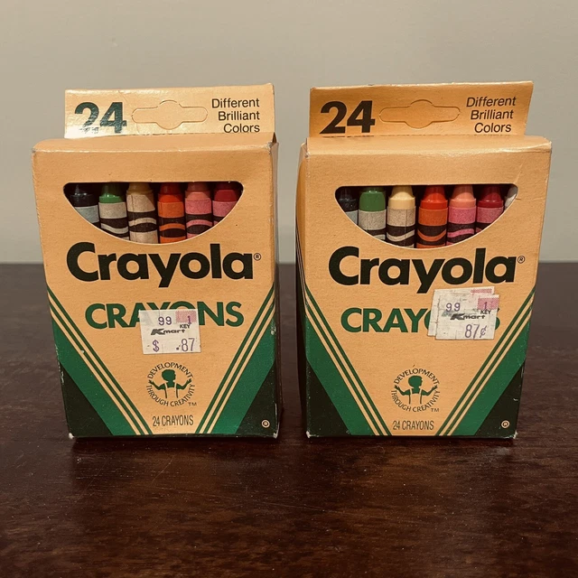 VINTAGE BOX OF X 2 Crayola 523024 Crayons 24 Colors 1988 NEW NOS