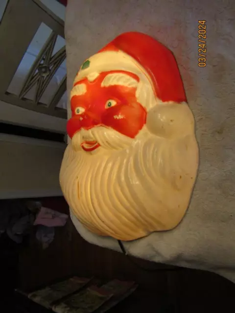 Vintage Noma 2 Bulb Lighted Wall Hanging Santa Claus 551 Indoor Outdoor 16 x 12