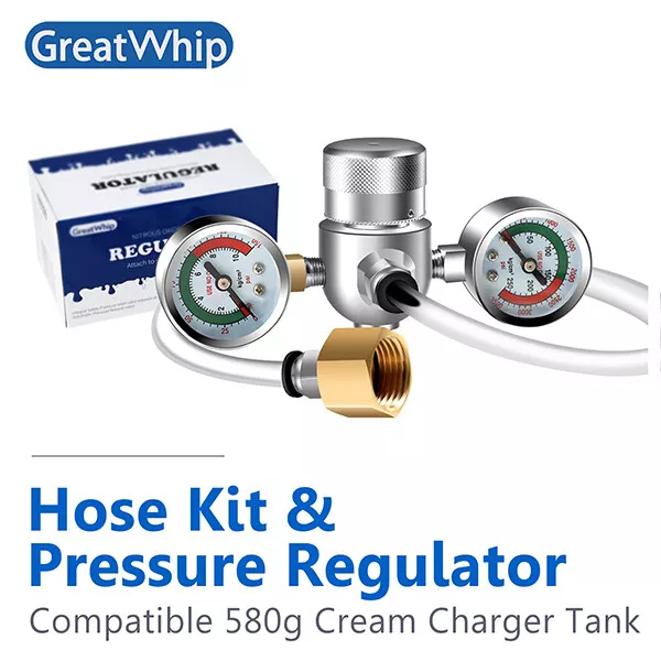 Pressure Regulator Valve Hose Kit GreatWhip for Cream Chargers 615g / 640g Tank