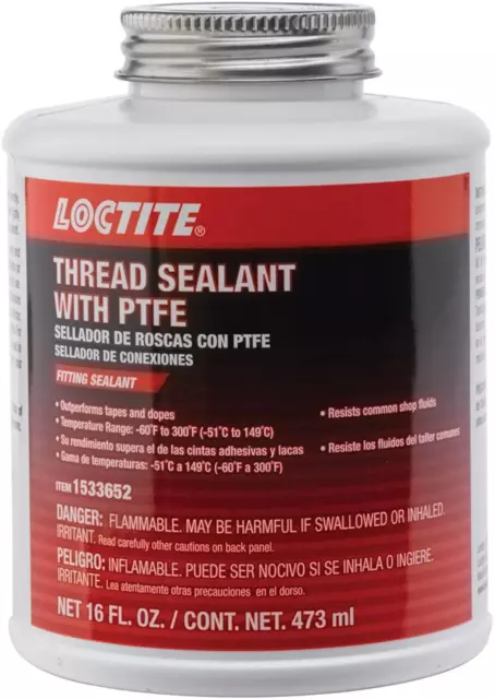 Loctite 1533652 Thread Sealant Brush Top Cap with PTFE, 16oz.