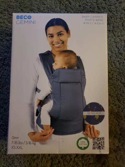 Portabebés Beco Gemini - Mochila simple 4 en 1 para todas las posiciones cabestrillo estilo