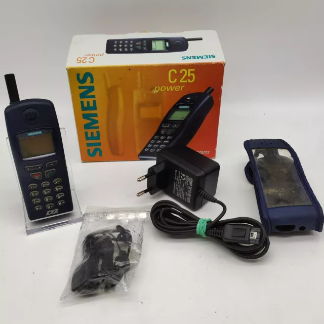 Siemens C25 Power Handy OVP Blau Getestet Ohne Simlock altes Telefon Vintage