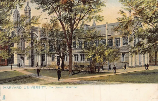 CAMBRIDGE MA~HARVARD UNIVERSITY-THE LIBRARY-GORE HALL~1900s TUCK SERIES POSTCARD