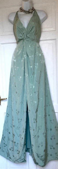 MONSOON SAGE GREEN split knot front jacquard fabric strappy maxi