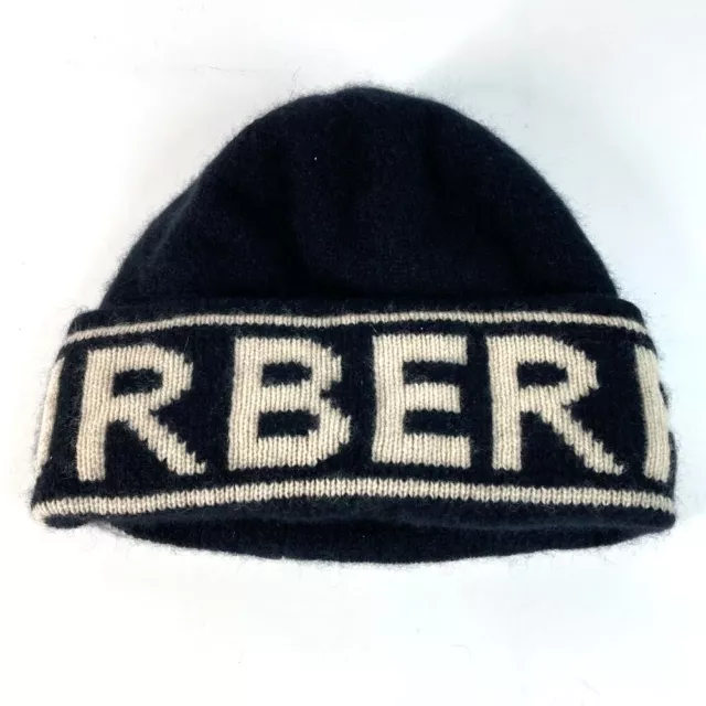 BURBERRY 8023982 logo beanie hat knit hat knit cap Knit hat Cashmere Black/White