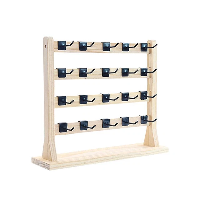 WOODEN EARRINGS DISPLAY Stand with Hooks Jewellery Tray Display