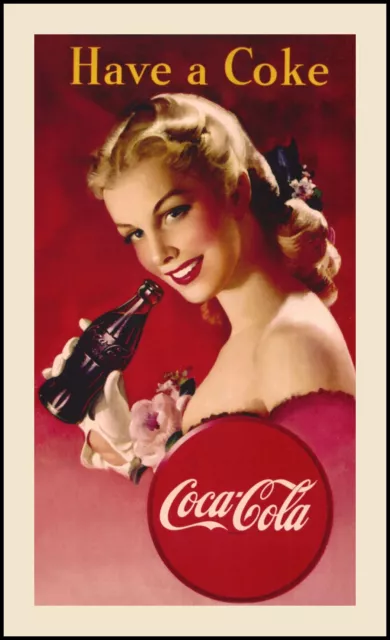 Have a Coke - Vintage Coca Cola Pin Up Advertisement 6x11 Quilt Fabric Block