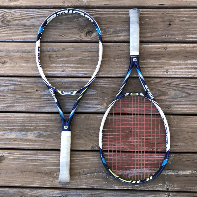 2 Wilson Juice Tennis Racket. 100 is 16x18. 100S BLX is 16x15. Racquets.