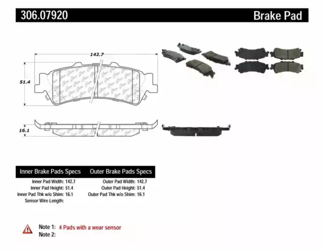 Rr Hi-Perf Brake Pads Centric Parts 306.07920