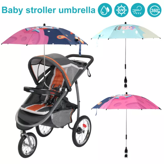 Baby Stroller Umbrella Adjustable Stroller Parasol with Clamp Sun SiIax