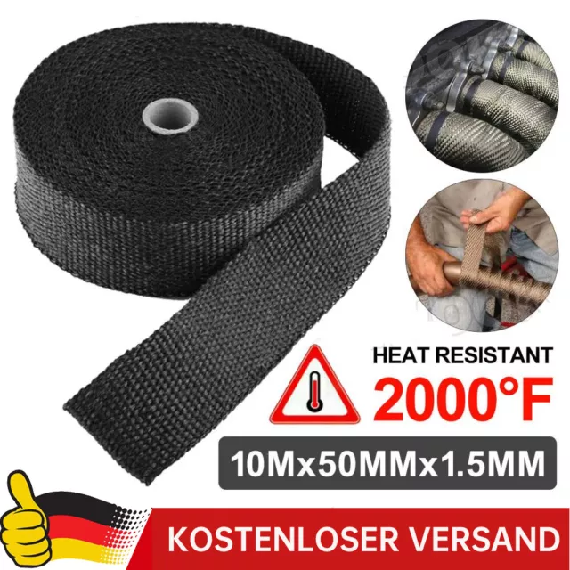 15m Hitzeschutz Band - 50mm breit Basalt Auspuff Krümmer mit 10 x Kabelbinder