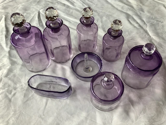Nécessaire De Toilette Ancien En Argent Massif - 6 Pièces Avec étui Cuir - Vintage Français