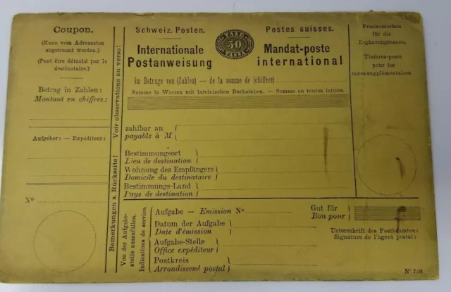 1800s Switzerland Post Office International Mail Signature Coupon Swiss Blank