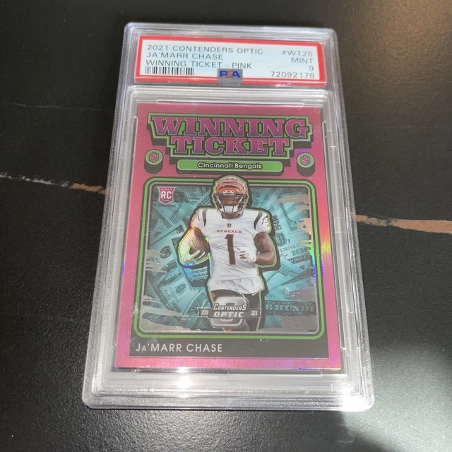 2021 Contenders Optic Pink Winning Ticket Ja'Marr Chase RC 38/75 PSA 9 CS0301