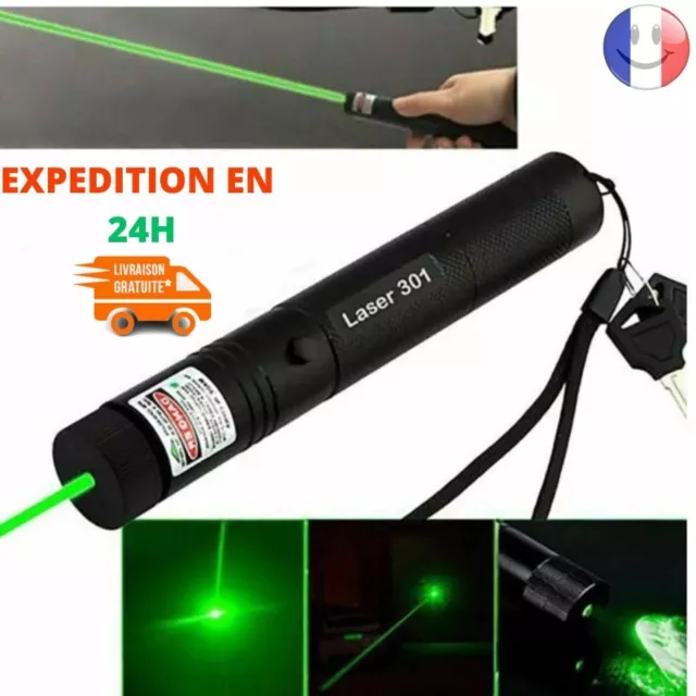 POINTEUR LASER PUISSANT VERT CHARGE CABLE USB GREEN LONGUE PORTEE 1mw 532 + pile