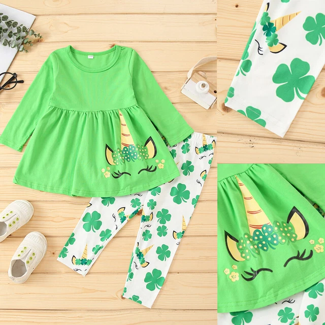 Kids Toddler Baby Girls Unicorn Ruffle Tops Shirt Pants Clothes Outfit Set