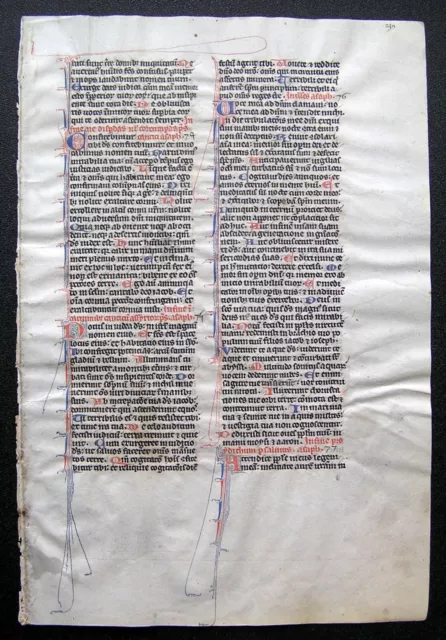 Medieval Large Illuminated Manuscript Bible Leaf, France c.1247