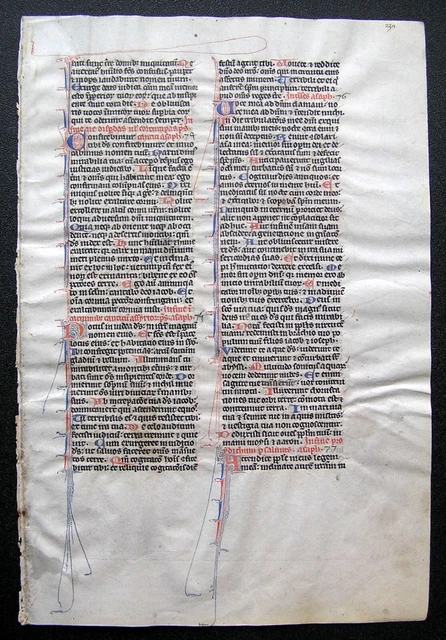 Medieval Large Illuminated Manuscript Bible Leaf, France c.1247 Medieval Large Illuminated Manuscript Bible Leaf, France c.1247